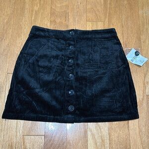 NWT Women's Black Corduroy Button-Front Skirt